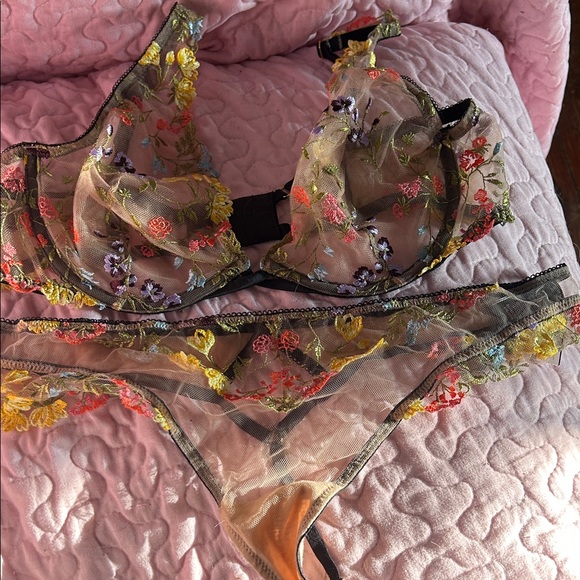 Other - Floral Embroidered Lingerie Set